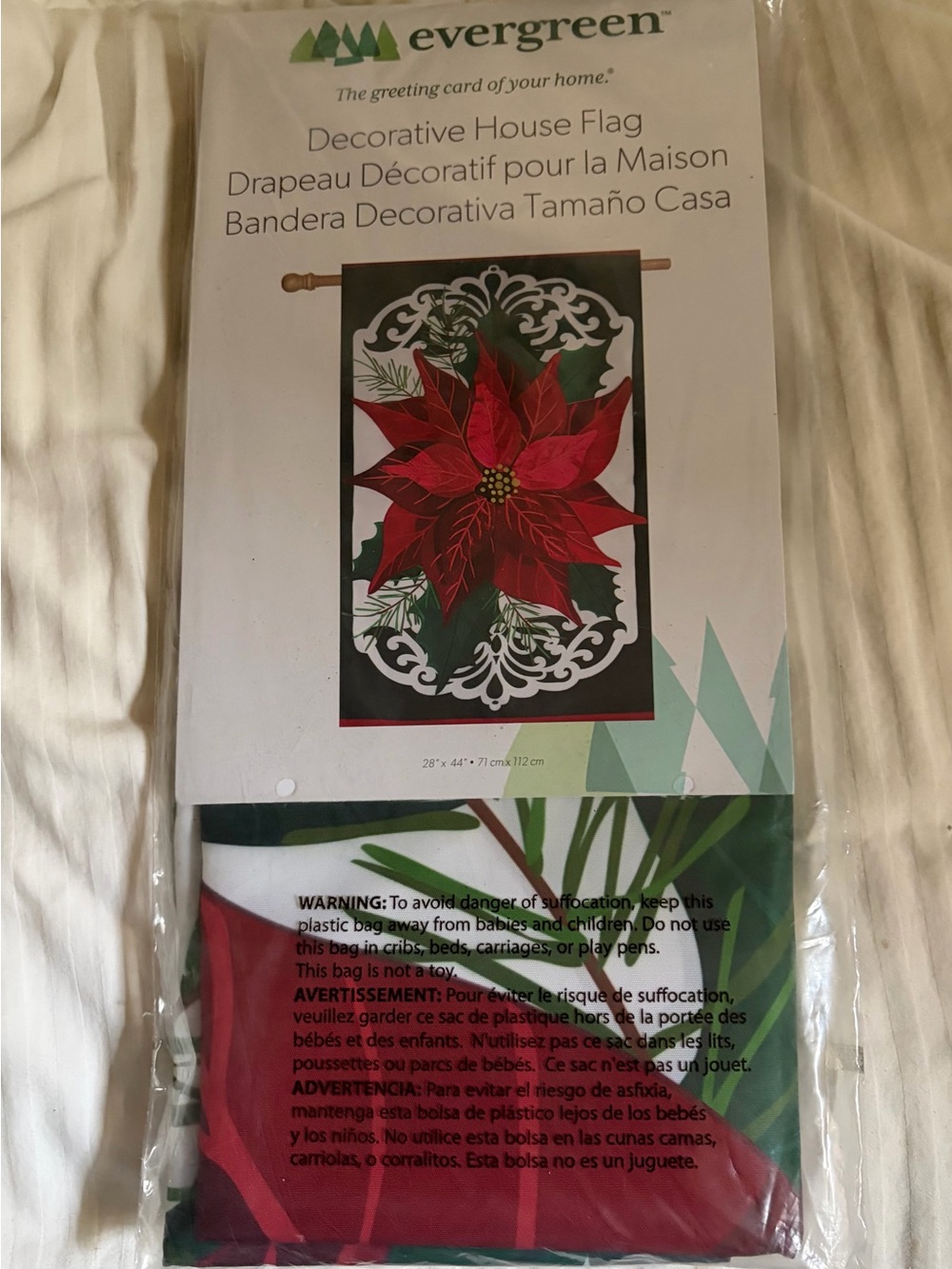 Christmas Red Poinsettia Decorative House Flag 28x44